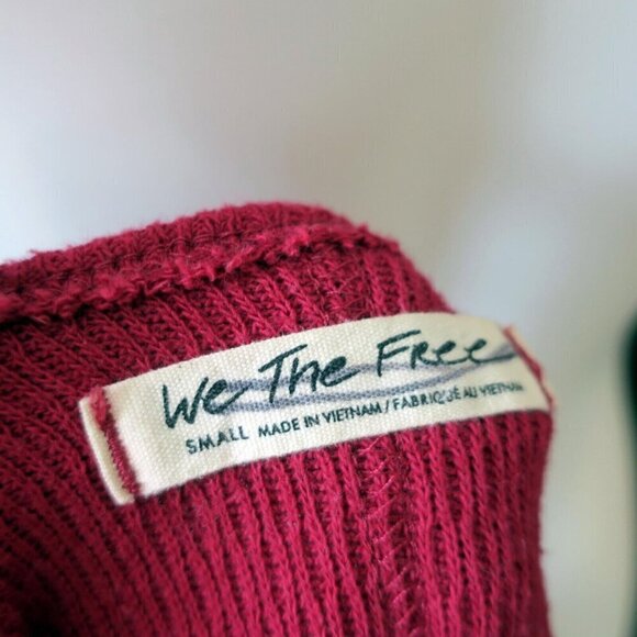 FREE PEOPLE Sing La La Raw Asymmetrical Tank Top Maroon Wine Women's Small - Picture 5 of 5